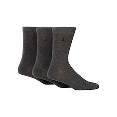 Designer pack of three grey mottled socks